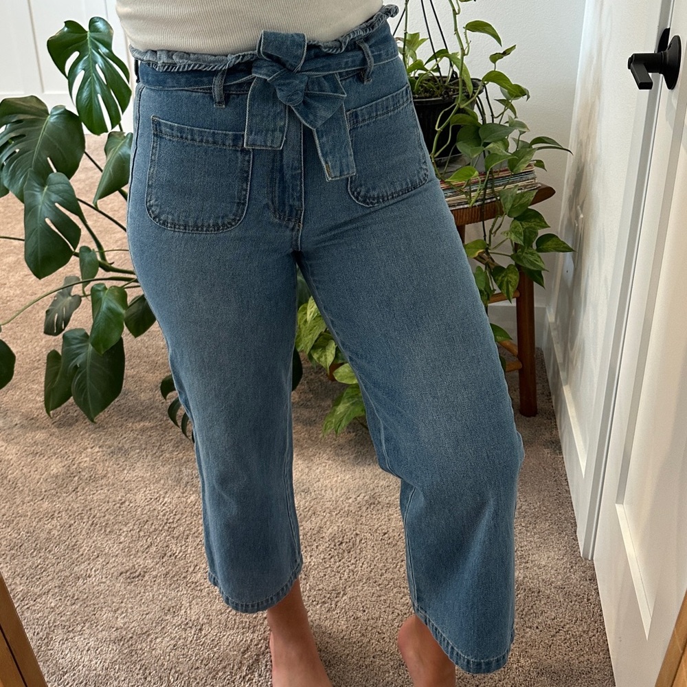 Tgla Jeans with Lettuce Trim Waist and Belt